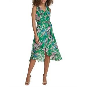 NEW KENSIE floral wrap dress in green